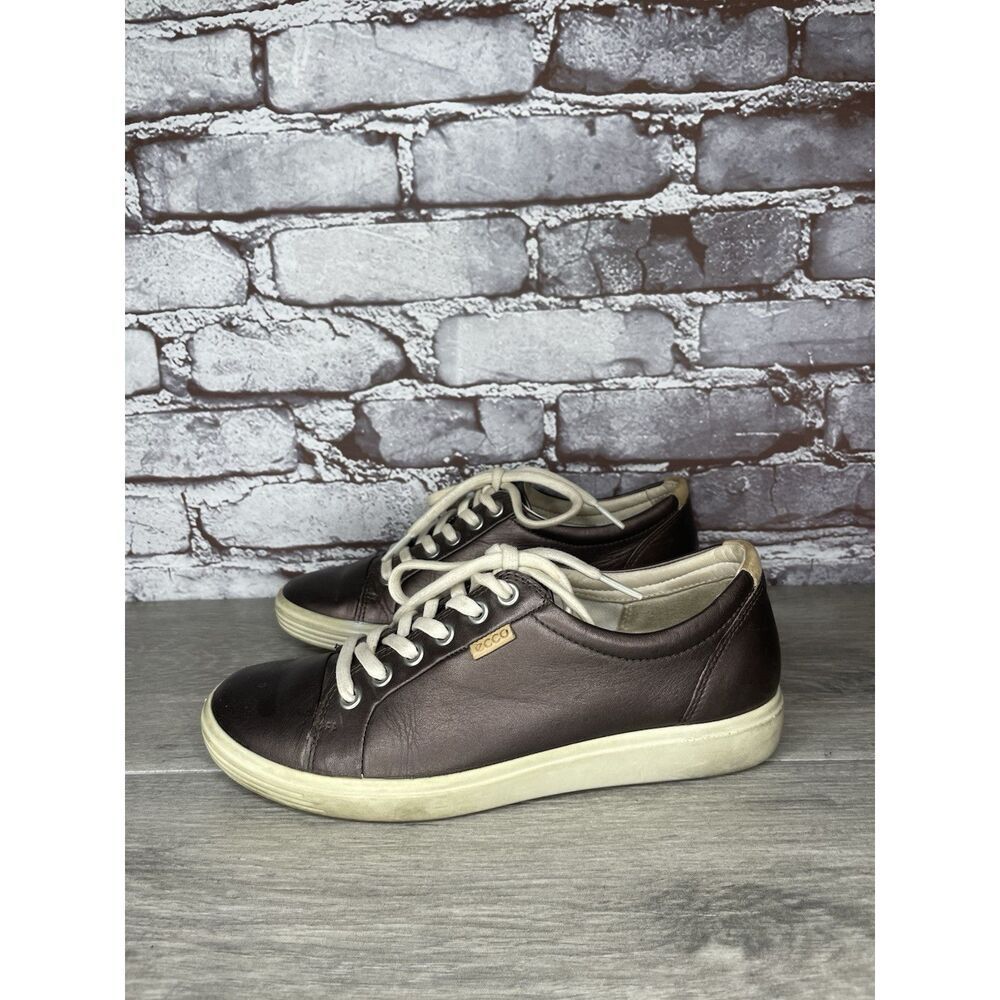 Ecco Soft 7 Purple Bronze Casual Lace Up Sneakers Shoes Women Sz 37EU/6.5M US - Picture 1 of 16